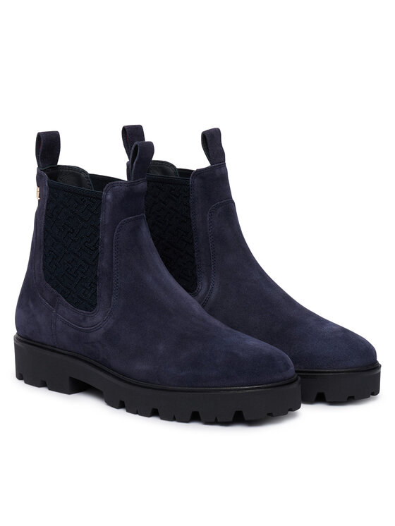 Tommy Hilfiger Tommy Hilfiger Боти тип челси Th Monogram Suede Chelsea Boot FW0FW09563 Тъмносин