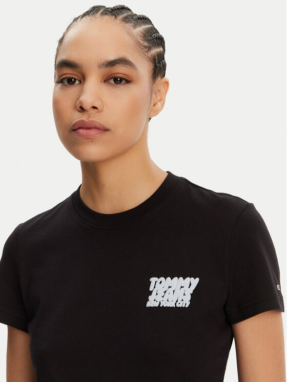 Tommy Jeans Tommy Jeans T-shirt Bubble DW0DW21338 Crna Regular Fit