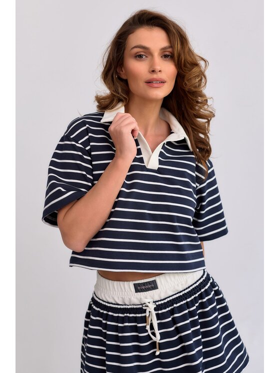 MANDRAGORA Blúzka Goia Tmavomodrá Cropp Fit