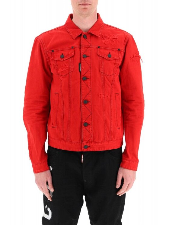 Dsquared2 Dsquared2 Jeansová bunda Tiger Dan Červená Regular Fit
