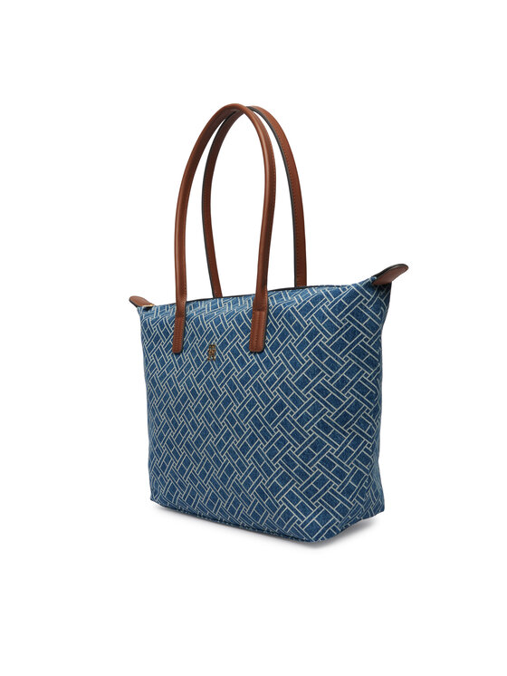 Tommy Hilfiger Tommy Hilfiger Torebka Popette Tote Denim Flag AW0AW18613 Niebieski