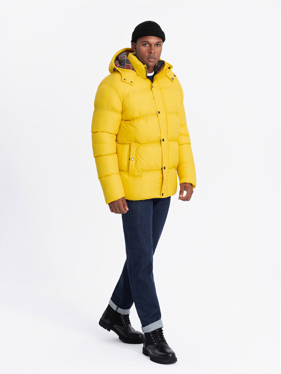 Ombre Ombre Vatovaná bunda OM-JAHP-0205 Žlutá Regular Fit