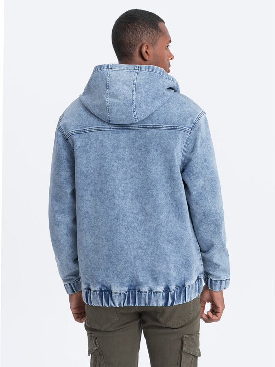 Ombre Ombre Kurtka jeansowa C558 Niebieski Loose Fit