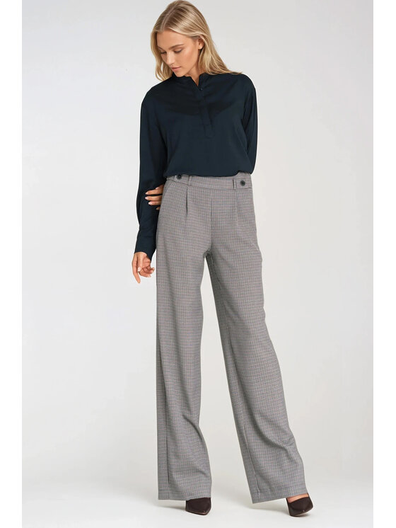 NIFE NIFE Kalhoty z materiálu SD125 Šedá Wide Leg