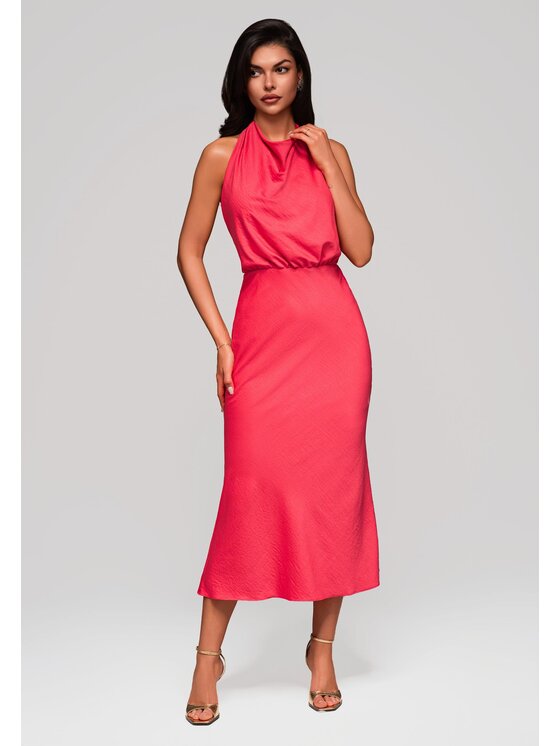 Ombre Ombre Sukienka wieczorowa LA-OM-DLR129 Koralowy Slim Fit