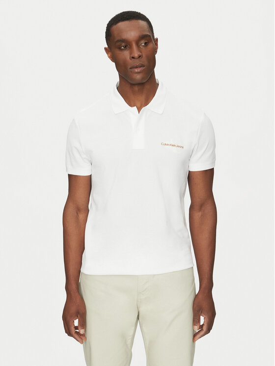 Calvin Klein Jeans Calvin Klein Jeans Tricou polo Monologo J30J325664 Alb Regular Fit