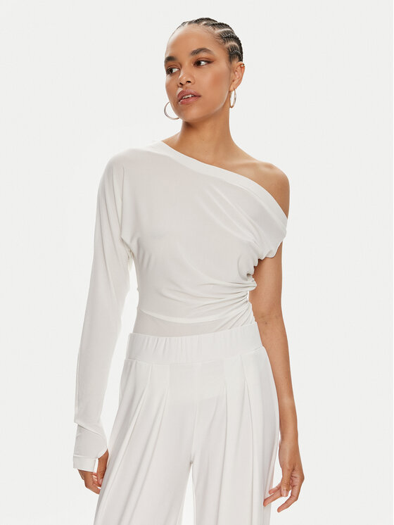 NORMA KAMALI Bluză KK1246PLC85944 Alb Slim Fit
