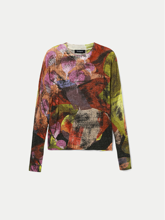 Desigual Desigual Sweter Camo Petals 24WWJF75 Kolorowy Regular Fit