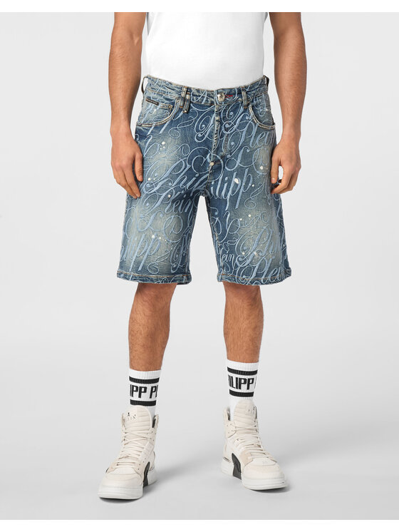PHILIPP PLEIN PHILIPP PLEIN Szorty jeansowe 24311 Niebieski Regular Fit