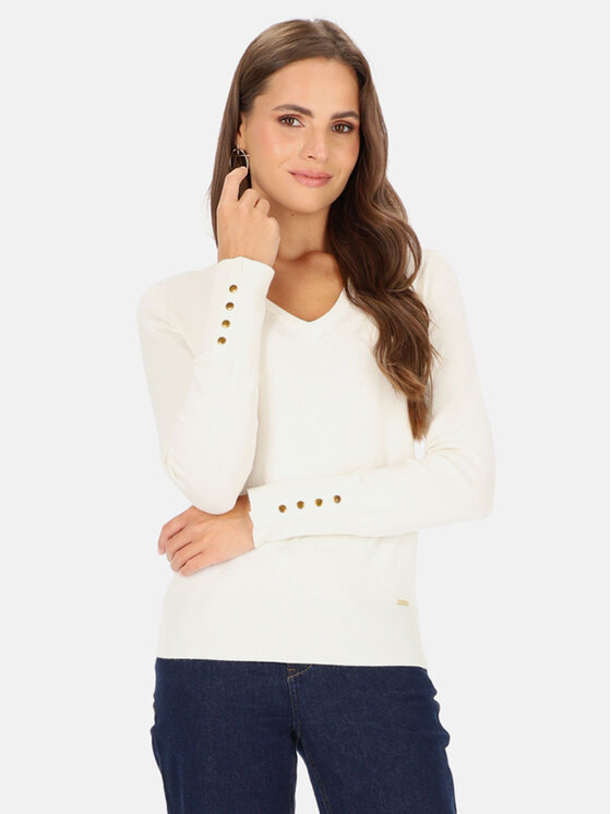 L’AF L’AF Sweter Perli Biały Regular Fit