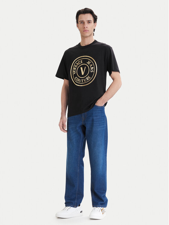 Versace Jeans Couture Versace Jeans Couture T-krekls 80GAHT02 CJ00T Melns Regular Fit