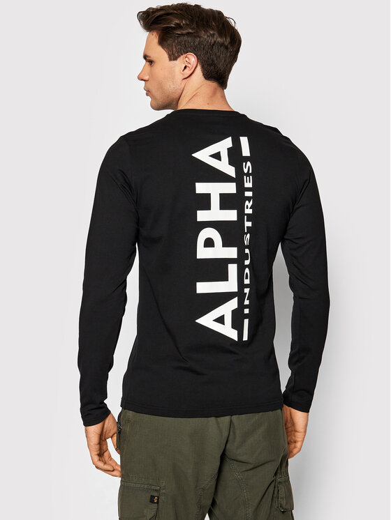 Alpha Industries Alpha Industries Longsleeve Back Print Heavy 116571 Czarny Regular Fit
