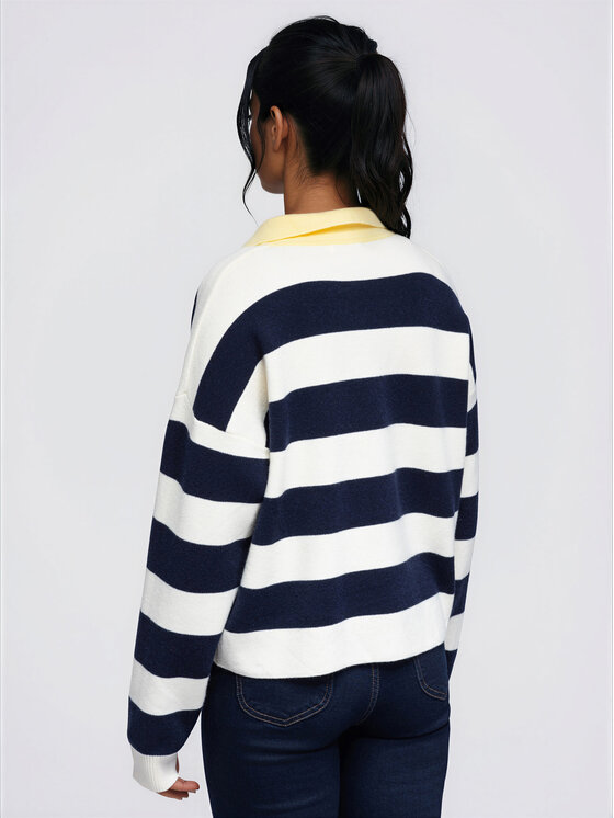 Ombre Ombre Svetr OW-SW-E0045 Tmavomodrá Relaxed Fit