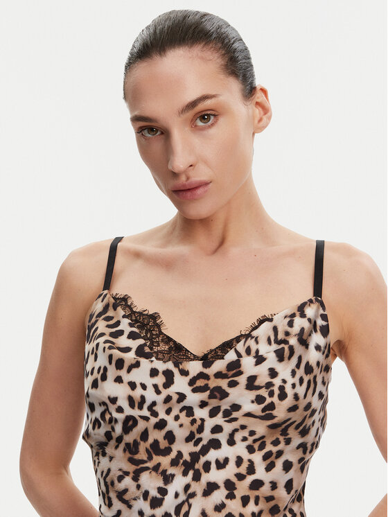 Guess Guess Večerní šaty W5GT10 WF1T2 Hnědá Slim Fit