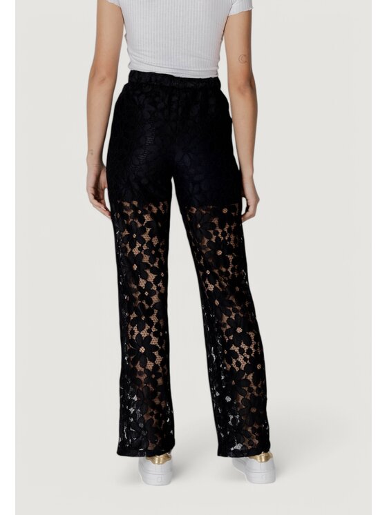 Desigual Desigual Spodnie palazzo PANT_LACELONG Czarny Long Fit