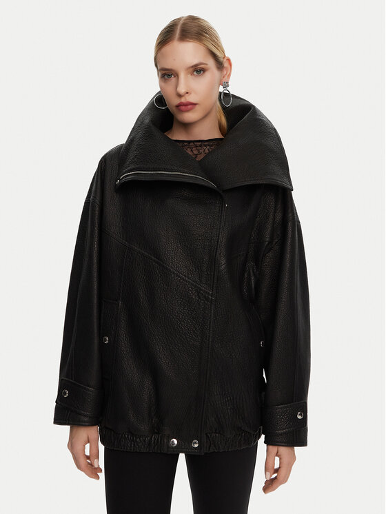 Dolce&Gabbana Dolce&Gabbana Bőrkabát F9S01L HULVN Fekete Oversize