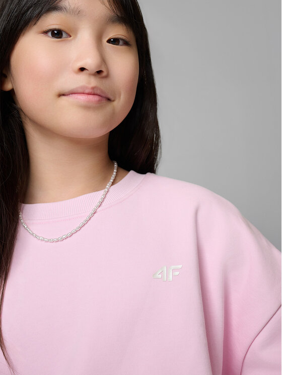 4F 4F Bluza BOW MOTION Różowy jasny Loose Fit