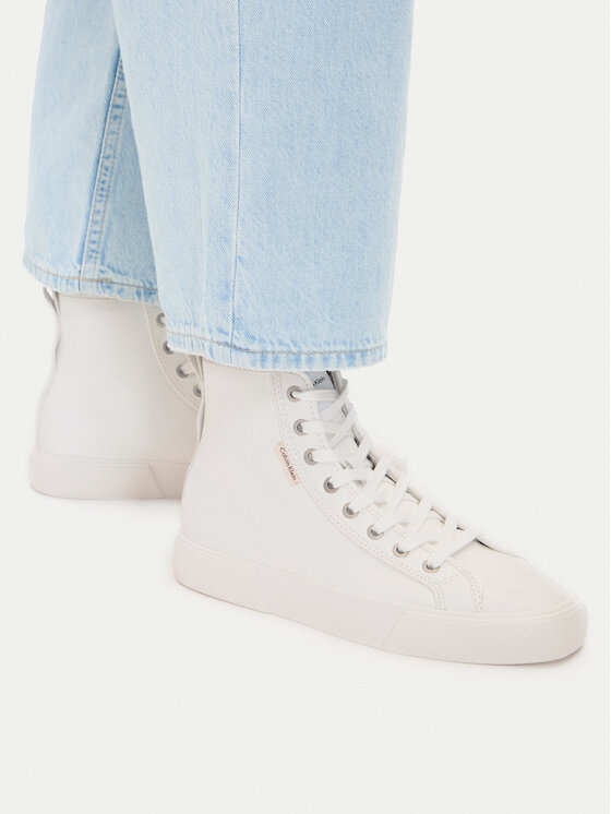 Calvin Klein Modne superge Vulc Lace Up Hightop Lth HW0HW03076 Bela
