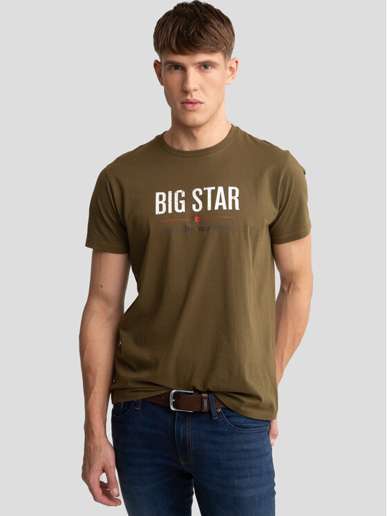 BIG STAR BIG STAR T-Shirt BRUNO_304_150 Zielony Basic Fit
