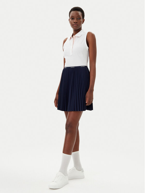 Lacoste Lacoste Plisovaná sukňa JF1403 Tmavomodrá Regular Fit