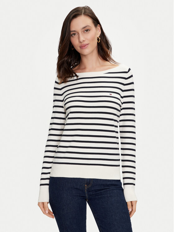 Tommy Hilfiger Tommy Hilfiger Sveter WW0WW40099 Écru Regular Fit