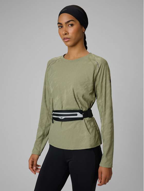 4F 4F Koszulka techniczna RUNNING Khaki Regular Fit