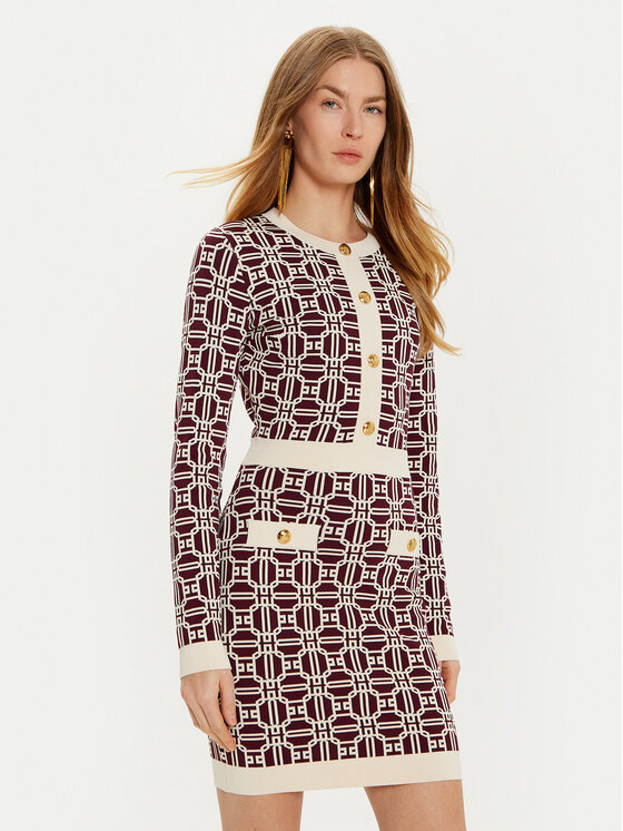 Elisabetta Franchi Elisabetta Franchi Kootud kleit AM-31B-47E2-V440 Bordoopunane Slim Fit
