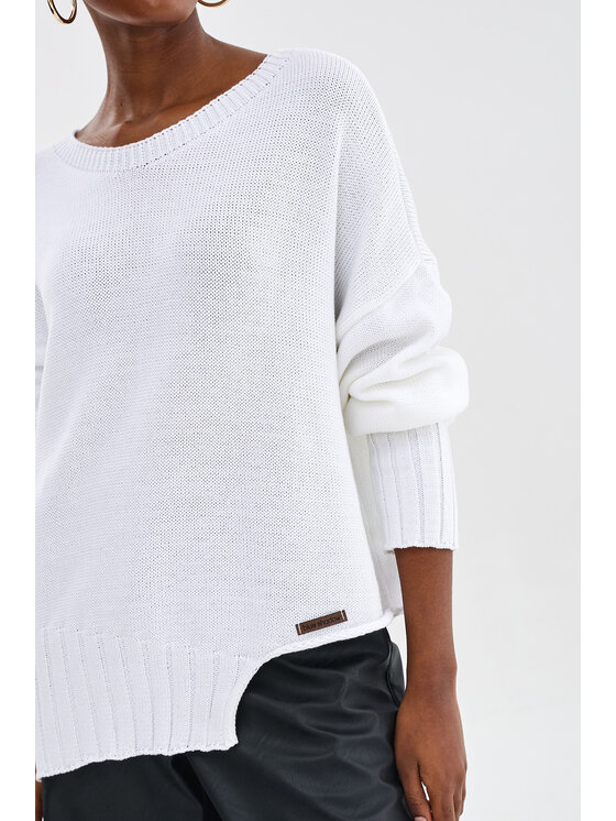 blue shadow blue shadow Sweter Bocq Écru Regular Fit