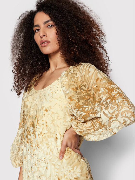 Sisley Sisley Kokteilinė suknelė 49O6LV00H Smėlio Regular Fit