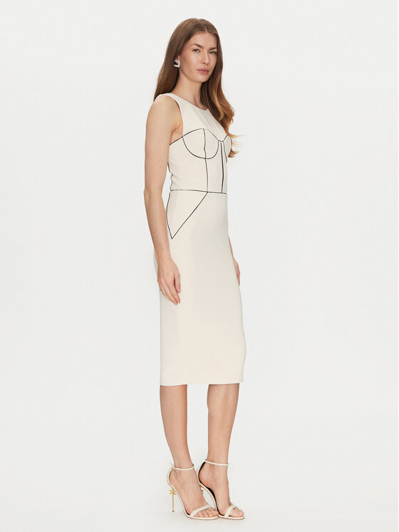 Elisabetta Franchi Elisabetta Franchi Rochie cocktail AB-724-51E2-V440 Écru Slim Fit