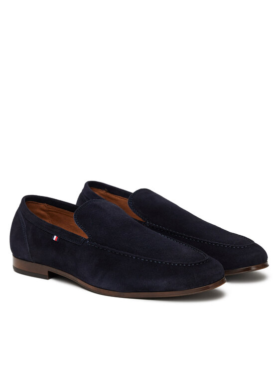 Tommy Hilfiger Tommy Hilfiger Mokasyny Hilfiger Flexible Suede Loafer FM0FM05496 Granatowy