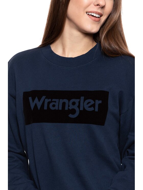 Wrangler Wrangler Bluza High Rib Retro Sweat; High Rib Retro Niebieski Regular Fit