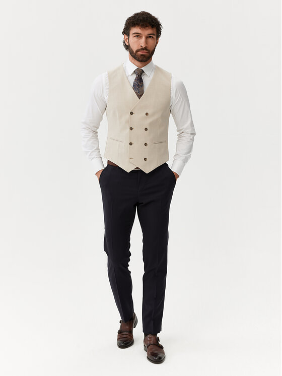 Evenemen Evenemen Kamizelka garniturowa Boston Beżowy Slim Fit