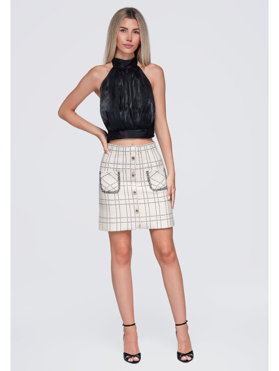 Ombre Ombre Spódnica mini OW-GL-E0021 Beżowy Slim Fit