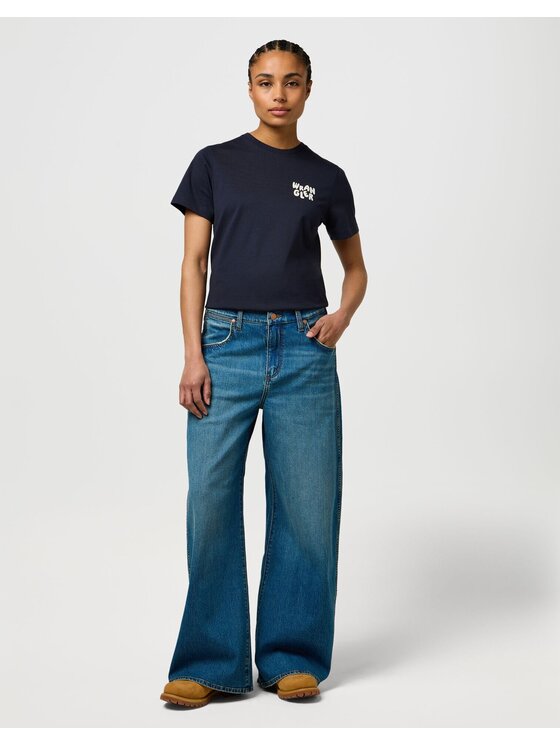 Wrangler Wrangler T-Shirt SIGN OFF TEE Niebieski Regular Fit