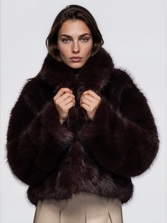 Ombre Ombre Futro OW-FR-E0008 Brązowy Oversize
