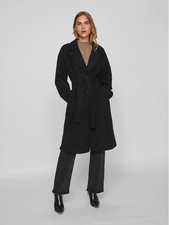 Vila Vila Palton 14084347 Negru Regular Fit