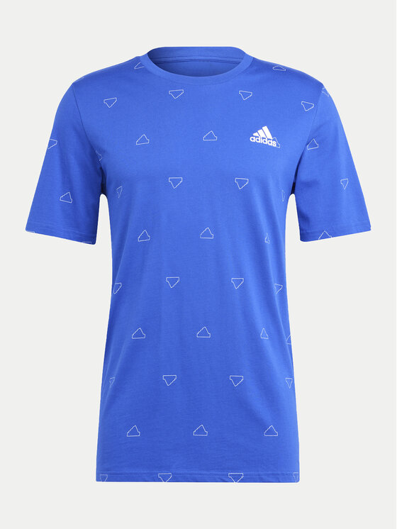 adidas adidas T-shirt Seasonal Essentials Monogram Graphic IU0284 Plava Regular Fit