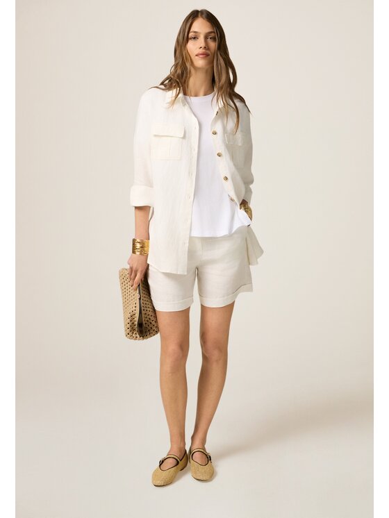 Oltre Oltre Pantaloncini P015R008439N011 Bianco Baggy Fit