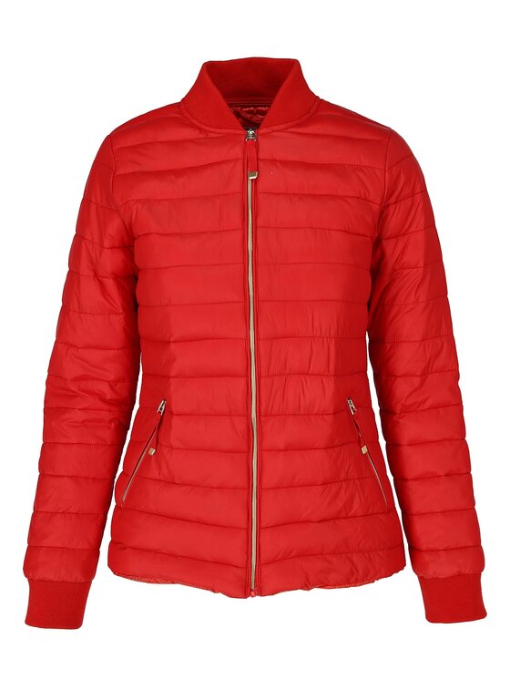 Perso Perso Kurtka przejściowa pikowana z suwakiem Czerwony Slim Fit