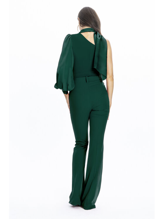 Angelika Józefczyk Angelika Józefczyk Body Eleganckie Body Maya w Paryskim Stylu Butelkowa Zieleń Zielony Skinny Fit