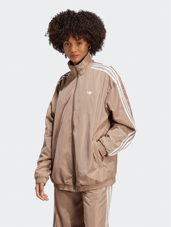 adidas Sweatshirt Oversized Track Top IP7143 Braun Loose Fit Modivo