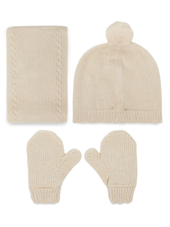 Mayoral Mayoral Set Mütze, Loop-Schal und Handschuhe 10019 Beige
