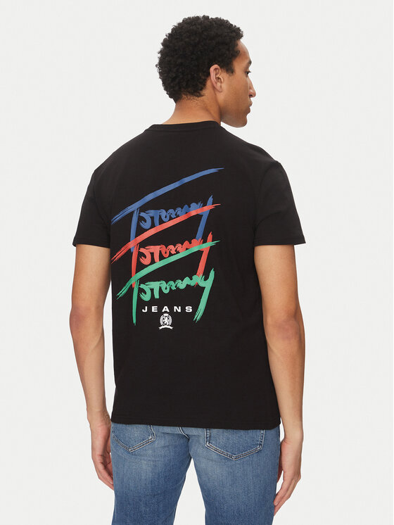 Tommy Jeans Tommy Jeans Marškinėliai Twisted Signature DM0DM20771 Juoda Regular Fit