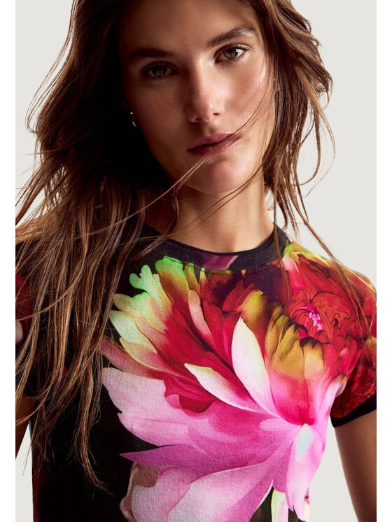 Desigual Desigual T-Shirt TS_MULTIFLOWERS_LAC Μπλε Casual Fit