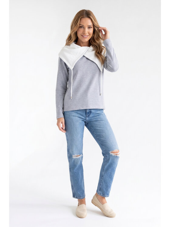 FIGL FIGL Mikina M1365 Sivá Regular Fit