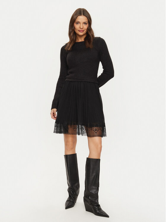 Morgan Morgan Rochie tricotată 242-RMLACE Negru Regular Fit