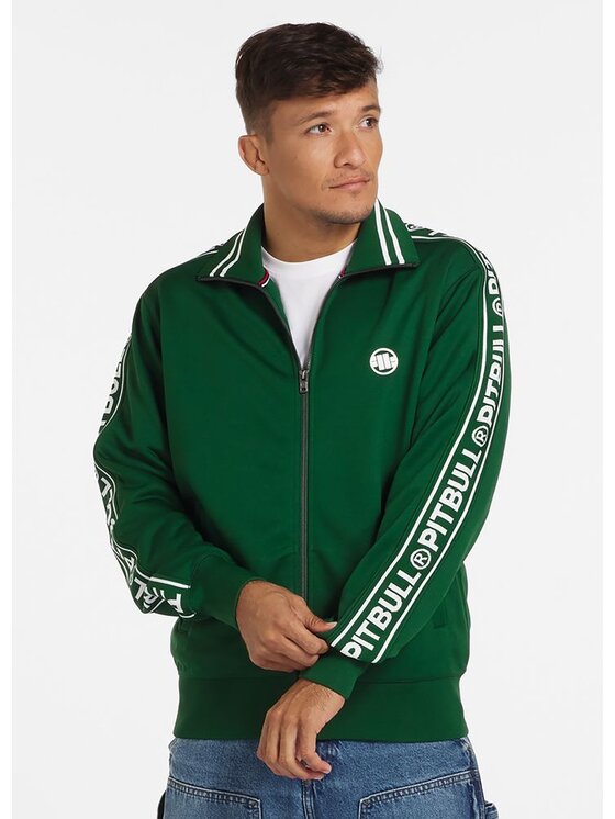 PITBULL PITBULL Bluza Oldschool Tape Logo Zielony Regular Fit