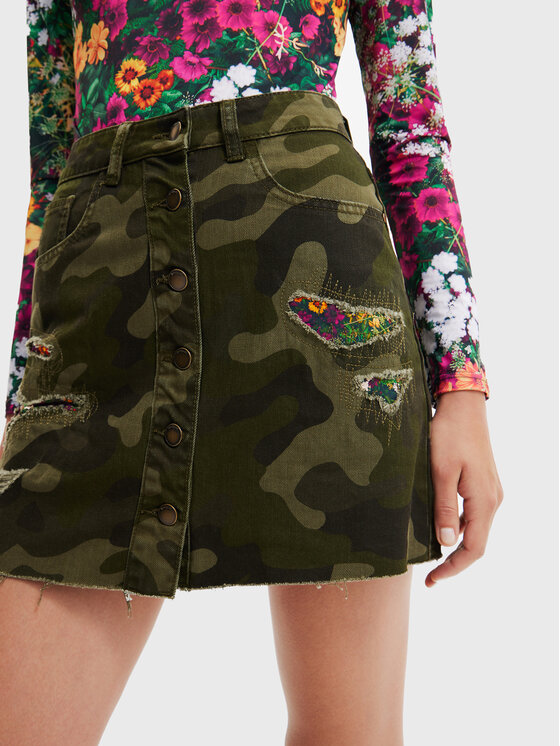 Desigual Desigual Farmer szoknya Duna 22WWFN01 Zöld Regular Fit