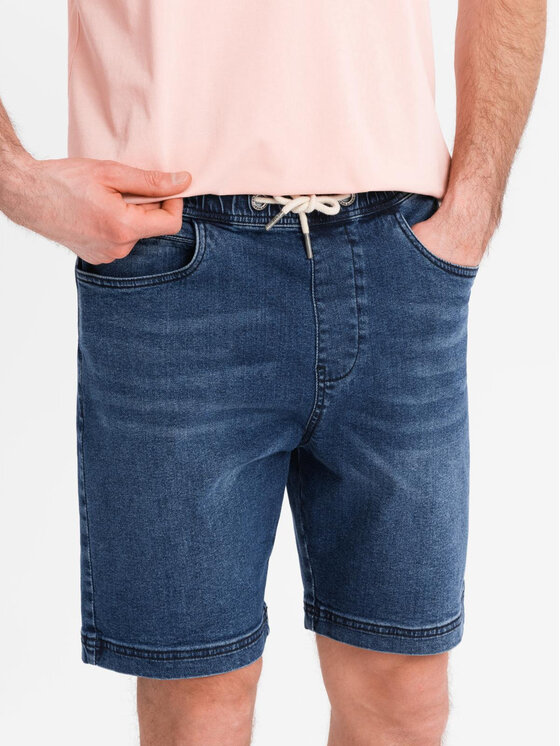 Ombre Ombre Szorty jeansowe OM-SRDS-0192 Granatowy Regular Fit